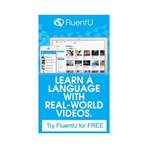 Banner ad for language learning startup