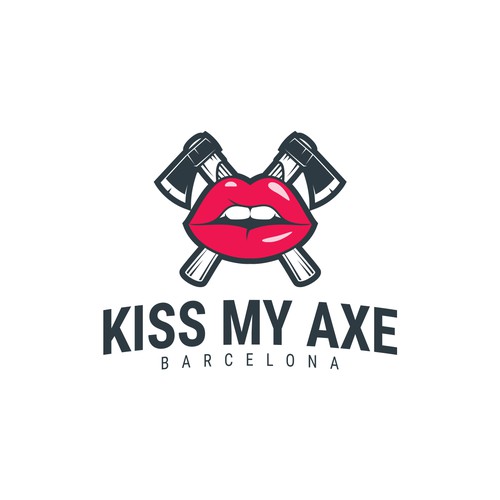 KISS MY AXE BARCELONA logo design