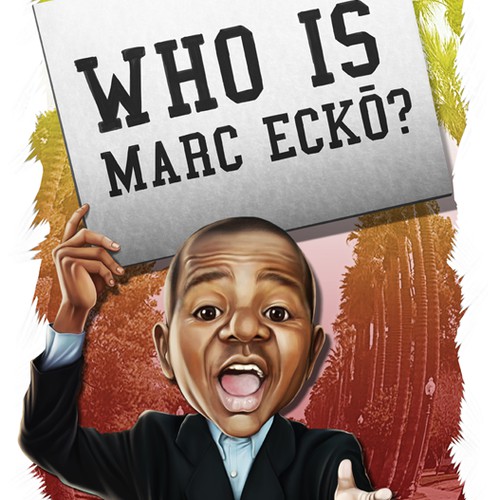 Caricature painting of "GARY COLEMAN- CHILD ACTOR ASKing  "WHO IS MARC ECKO?"---Create the next illustration for BOOK