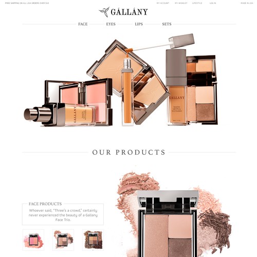 home page for gallany cosmetics