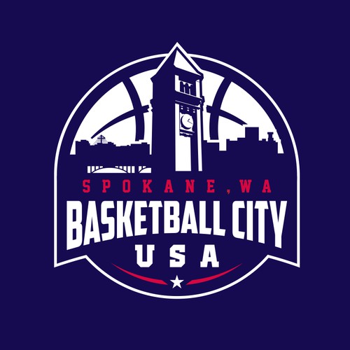 Basketball association logo for Basketball City, U.S.A. Spokane, WA