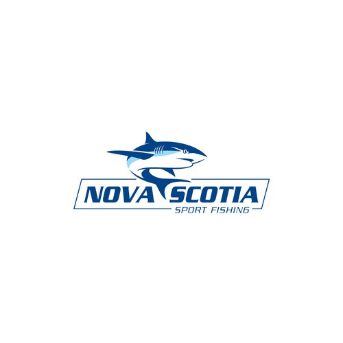 Sport fishing logo with a shark