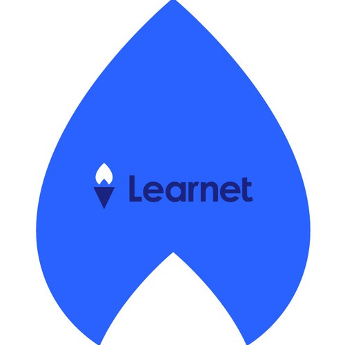 Learnet: Torch Logo Design Symbol + Blue Flame