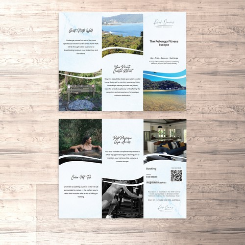 Tri-fold flyer for a health and wellness retreat