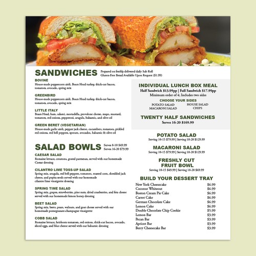 Pepper Farm Deli Menu