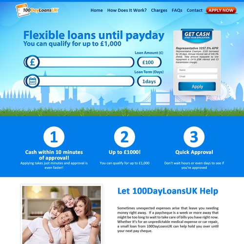 100dayloans.co.uk Home Page Redesign - A payday loans website that needs to appeal to UK audience