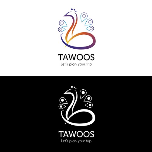 Concept de logo pour "Tawoos", une application pour prévoir son prochain voyage.