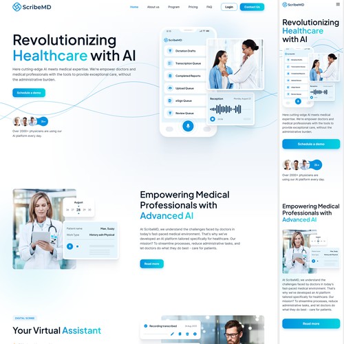 Landing page for help doctors write patient notes.