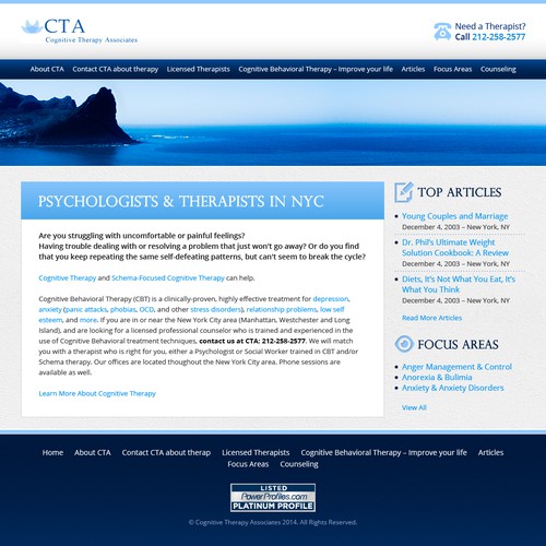 Clean, Simple Design for Mental Health site.