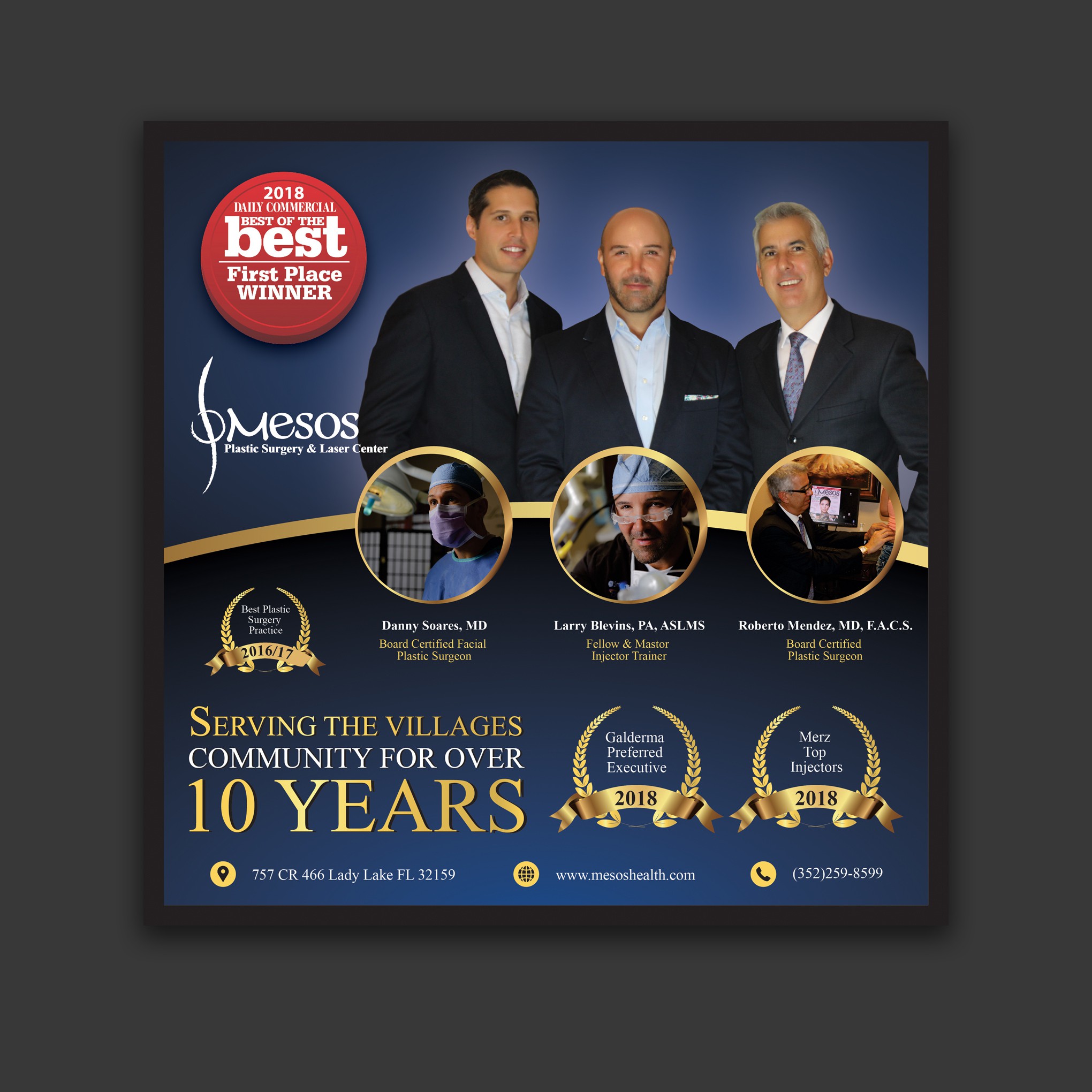 Announcing that we were voted Best of the Best Plastic Surgery Practice for 2018