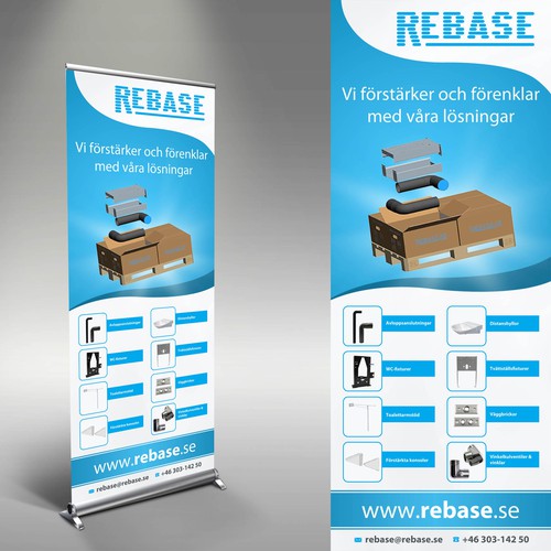 Design a roll-up for the swedish HVAC supplier Rebase