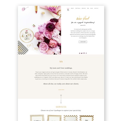 Portfolio website for a Wedding Photographer