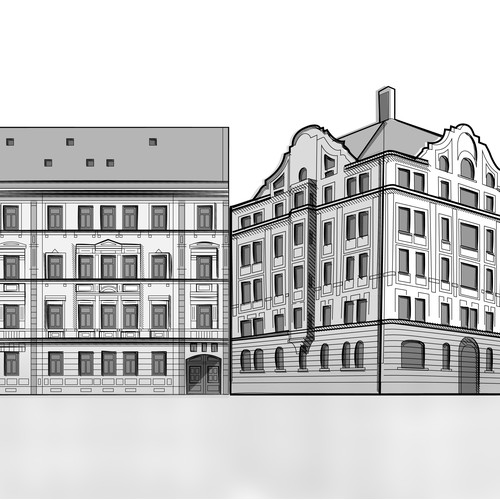 Detailed Buildings illustrations for Wall