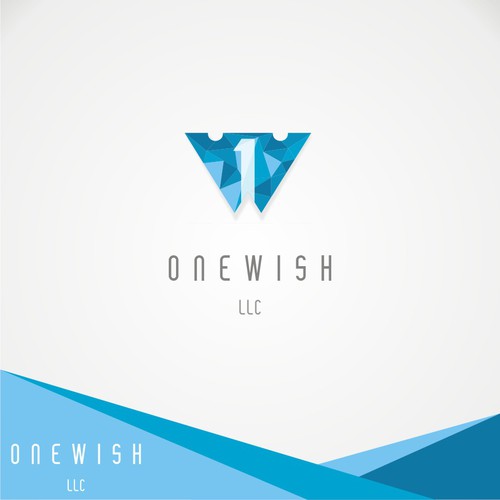 LOW POLY DESIGN. 1 & W lettering logo in center looks like an eagle ready to fly as growth as onewish's