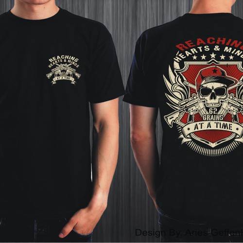 Create an awesome gun/military design for a black t-shirt