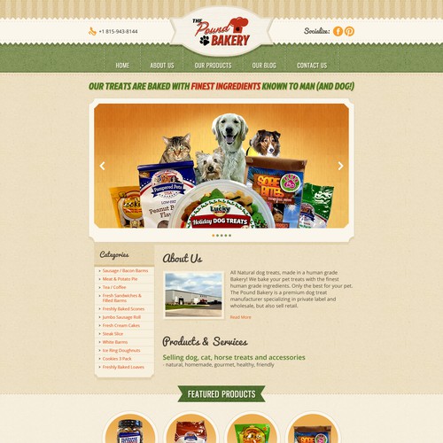 Homepage Design for Ecommerce Company - Pet Treats Manufacturer