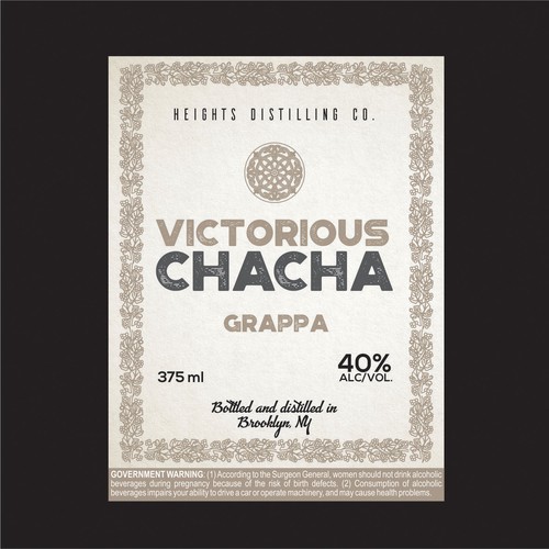 Highlight distilling co. VICTORIOUS CHACHA GRAPPA label