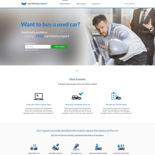 Webdesign for car history report website