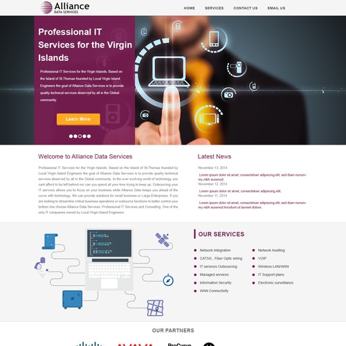 Create a professional Technology Services website for the next big network integrator
