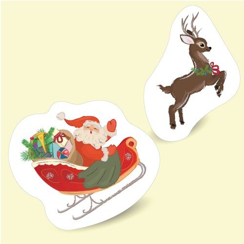 Santa Claus and deer illustration