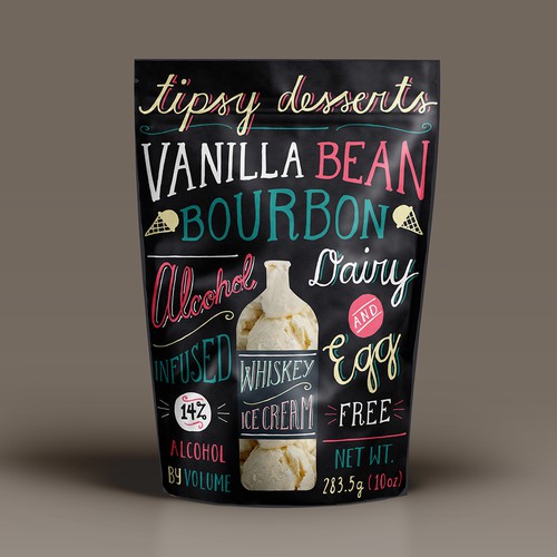 tipsy desserts label illustration