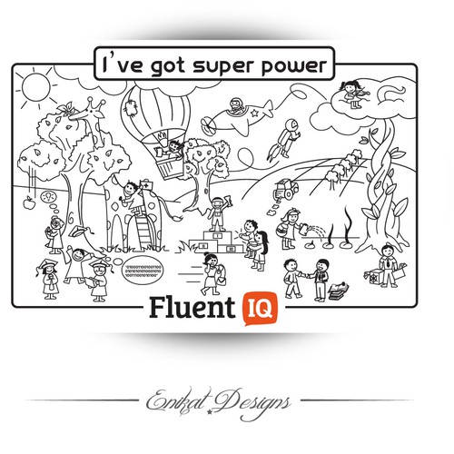  Line art illustration tee for exciting education startup.