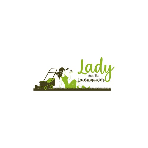 lady and lawnmower