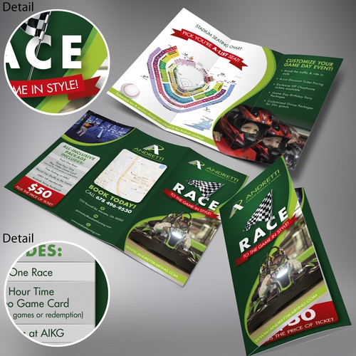 Andretti Indoor Karting & Games RACE tri-fold brochure
