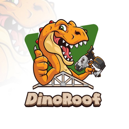 Playful Dinosaur logo for roofing company