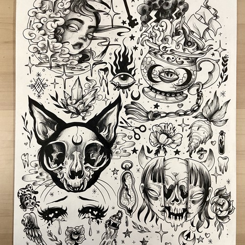 Dark Tattoo Flash Sheet