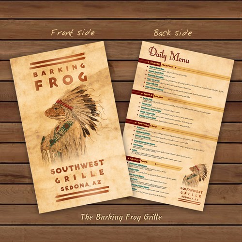 Menu Design For Barking Frog Grille