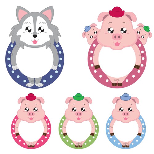 Teething Ring Wolf and 3 Pigs