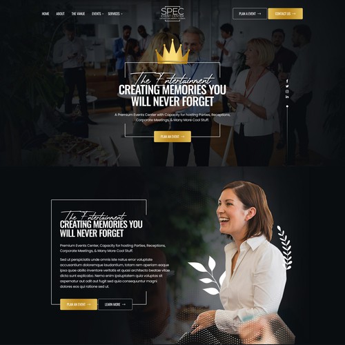 Homepage design for Events Center