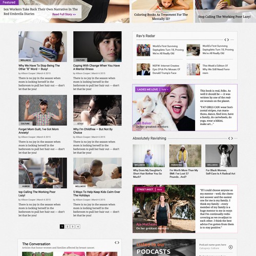 UI design for a Women news website