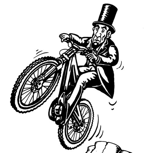Illustrate Abraham Lincoln getting big air on a bike for my T-Shirt