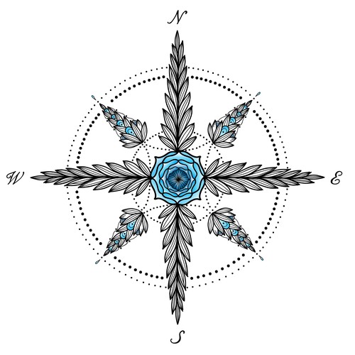 compass_flower_tattoo