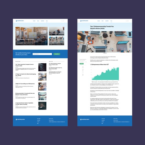 Blog Concept design for Exploding Topics