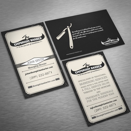 Unique business card for The Emporium Barber