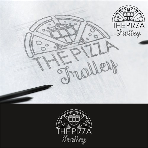 One of a kind pizza push cart logo for The Pizza Trolley