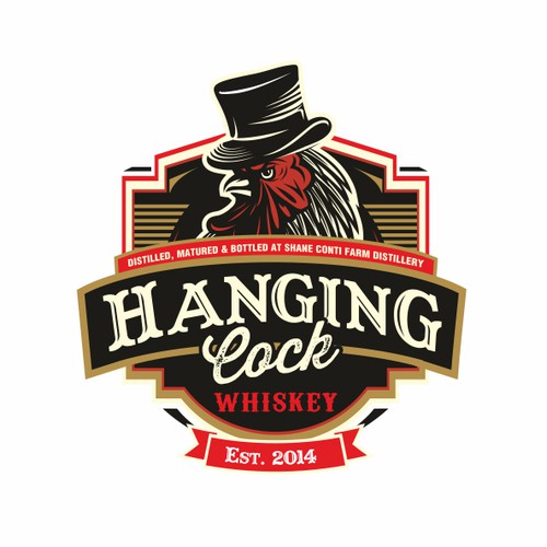 Hanging Cock Whiskey needs Bottle Label & logo and merchandise design