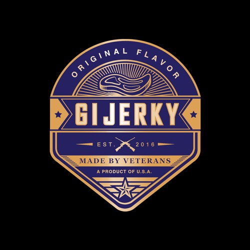 Logo badge for a Veteran made Beef Jerky