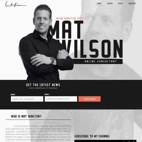 Homepage for an online consultant