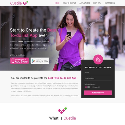 Cuetile Landing Page