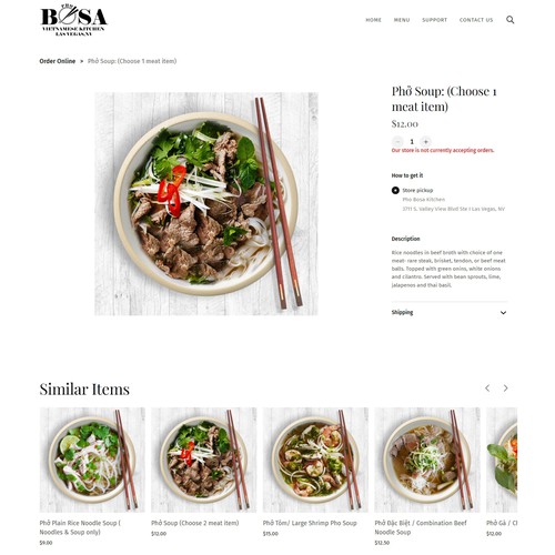 Vietnamese Restaurant Menu for Square Online Store
