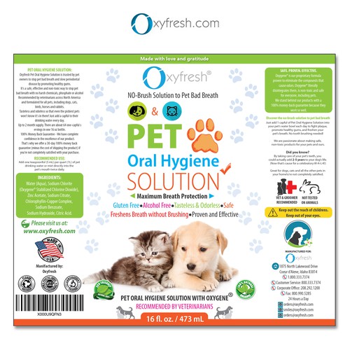 Pet Brand FRESH New Look Design for OXYFRESH company.