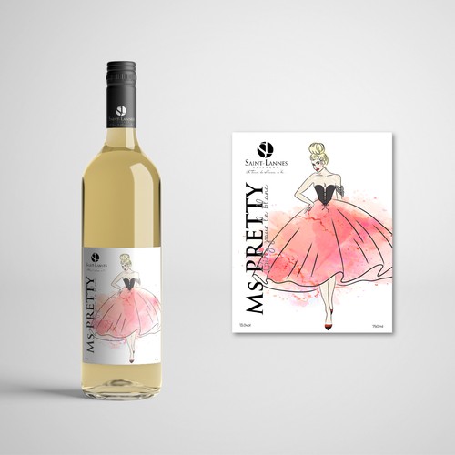 Label Concept for the White Wine named  Ms. Preety