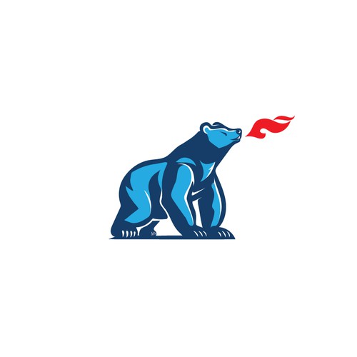 Clean Logo Design for Polar bear blowing flames