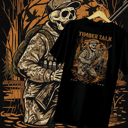 Vintage duck hunting illustration in bold, rustic