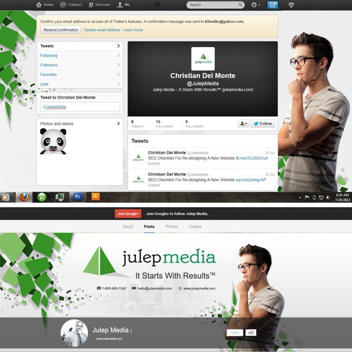 Social Media Profile Designs: FB, Twitter, Google+, LinkedIn Company Page