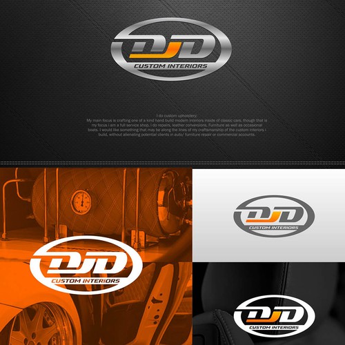Logo for hand crafted one of a kind modern interiors and upholstery : DJ Designs
